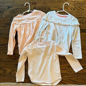 Set of 3 Kids Long Sleeve Tops - Pink and White